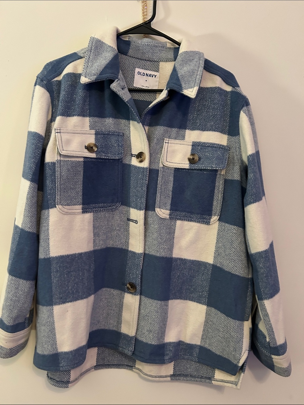 Old Navy Blue and White Plaid Overshirt Jacket